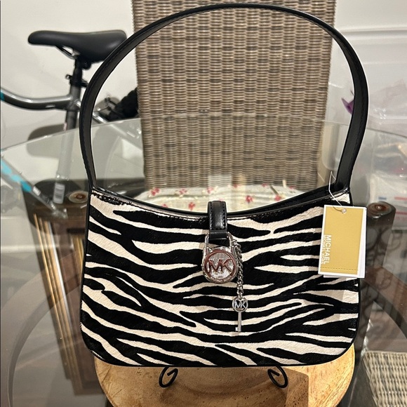 Michael Michael Kors Lyra Calf Hair Zebra Print Pochette Bag - Picture 3 of 7